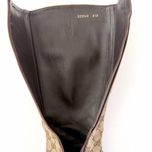 GUCCI || Vintage GG Canvas Knee High Heeled Boots Brown Monogram US 8.5 - Picture 13 of 16